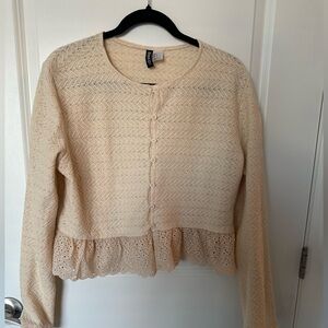 H&M Cream Lace Hem Cardigan